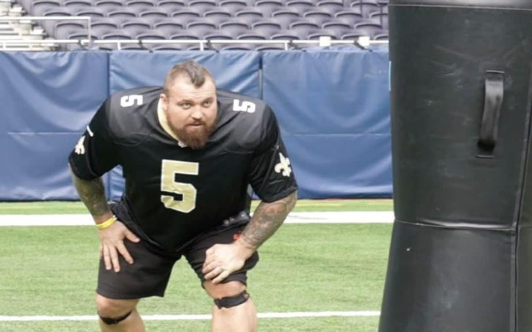 Eddie Hall Tries His Hand at a Mock NFL Scouting Combine